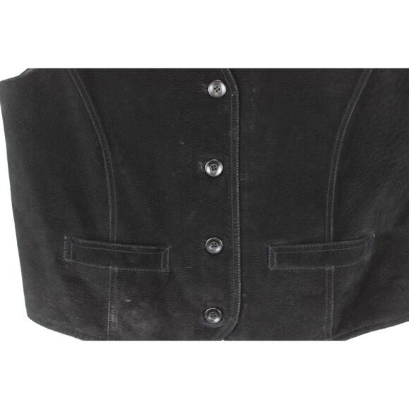 Route 66 Leather Vest Women Large Black Suede Biker Western Wear Front Pockets - Picture 6 of 15